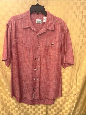 Schmidt Men's Short-Sleeve Red Casual Button-Down Shirt